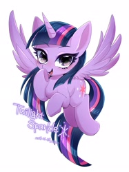 Size: 1531x2048 | Tagged: safe, artist:bbtasu, character:twilight sparkle, character:twilight sparkle (alicorn), species:alicorn, species:pony, cute, eyebrows, eyebrows visible through hair, female, looking at you, mare, open mouth, solo, spread wings, twiabetes, wings