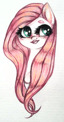 Size: 764x1448 | Tagged: safe, artist:hippykat13, artist:trichykitty, character:fluttershy, species:pony, cute, traditional art