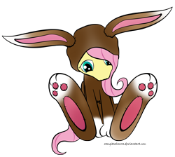 Size: 2288x2052 | Tagged: safe, artist:zomgitsalaura, character:fluttershy, bunny costume, bunnyshy, clothing, paw gloves, paw prints, simple background, transparent background