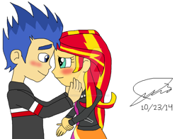 Size: 1024x804 | Tagged: safe, artist:resotii, character:flash sentry, character:sunset shimmer, ship:flashimmer, my little pony:equestria girls, female, male, shipping, straight