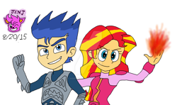 Size: 1024x607 | Tagged: safe, artist:resotii, character:flash sentry, character:sunset shimmer, ship:flashimmer, my little pony:equestria girls, female, male, shipping, straight