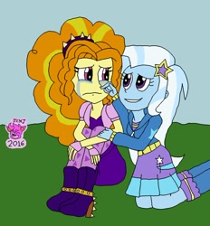 Size: 1024x1103 | Tagged: safe, artist:resotii, character:adagio dazzle, character:trixie, ship:triagio, my little pony:equestria girls, female, lesbian, shipping