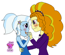 Size: 1024x865 | Tagged: safe, artist:resotii, character:adagio dazzle, character:trixie, ship:triagio, my little pony:equestria girls, dancing, female, lesbian, shipping