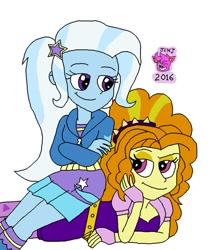 Size: 817x978 | Tagged: safe, artist:resotii, character:adagio dazzle, character:trixie, ship:triagio, my little pony:equestria girls, female, lesbian, shipping