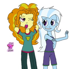 Size: 1024x984 | Tagged: safe, artist:resotii, character:adagio dazzle, character:trixie, ship:triagio, my little pony:equestria girls, female, lesbian, shipping