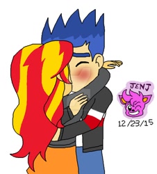 Size: 850x940 | Tagged: safe, artist:resotii, character:flash sentry, character:sunset shimmer, ship:flashimmer, my little pony:equestria girls, female, kissing, male, shipping, straight