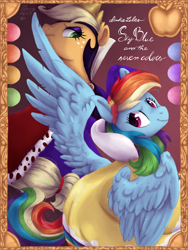 Size: 1200x1600 | Tagged: safe, artist:laps-sp, character:applejack, character:rainbow dash, species:pegasus, species:pony, duo, pinkie tales, snow white and the seven dwarfs, spread wings, wings