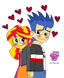Size: 808x989 | Tagged: safe, artist:resotii, character:flash sentry, character:sunset shimmer, ship:flashimmer, my little pony:equestria girls, female, male, shipping, straight