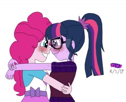 Size: 994x804 | Tagged: safe, artist:resotii, character:pinkie pie, character:twilight sparkle, character:twilight sparkle (scitwi), species:eqg human, ship:twinkie, my little pony:equestria girls, female, lesbian, scitwinkie, shipping