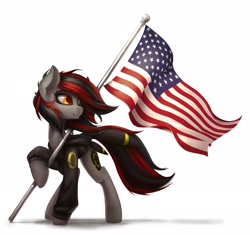 Size: 2456x2310 | Tagged: safe, artist:blvckmagic, oc, oc only, oc:tomoko tanue, species:bat pony, species:pony, american flag, bat pony oc, clothing, commission, female, flag, hoodie, mare, solo, united states