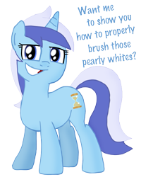 Size: 679x847 | Tagged: safe, artist:ajmstudios, character:minuette, brush, brushie, cute, meme, smiling, teeth