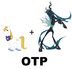 Size: 590x566 | Tagged: safe, artist:tarajenkins, edit, character:prince blueblood, character:queen chrysalis, species:changeling, species:pony, bluesalis, changeling queen, crack shipping, female, male, meme, otp, rearing, shipping, stallion, straight, unshorn fetlocks