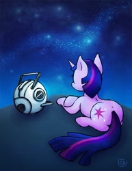 Size: 600x776 | Tagged: safe, artist:steveholt, character:twilight sparkle, crossover, personality core, portal (valve), wheatley