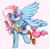 Size: 1792x1755 | Tagged: safe, artist:noxi1_48, character:kerfuffle, species:pegasus, species:pony, friendship is magic: rainbow roadtrip, g4, my little pony: friendship is magic, amputee, blue, chest fluff, clothing, cute, female, fluffy, fufflebetes, hairpin, hairtie, happy, looking at you, open mouth, pincushion, pink, pink background, prosthetic leg, prosthetic limb, prosthetics, simple background, solo, spread wings, three quarter view, traditional art, vest, wings
