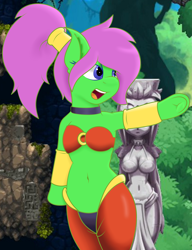 Size: 2185x2838 | Tagged: safe, artist:big brawler, oc, oc only, oc:zippy sparkz, species:pony, belly button, breasts, chestbreasts, clothing, female, genie, outfit, ponytail, shantae, shantae (character), solo