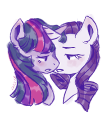 Size: 1280x1468 | Tagged: safe, artist:laps-sp, character:rarity, character:twilight sparkle, species:alicorn, species:pony, species:unicorn, ship:rarilight, blushing, bust, female, lesbian, lidded eyes, looking at each other, mare, shipping, simple background, white background