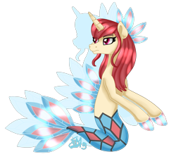 Size: 2149x1942 | Tagged: safe, artist:spokenmind93, species:sea pony, crossover, female, milotic, pokémon, seaponified, simple background, solo, species swap, transparent background