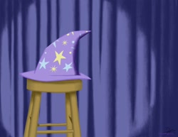Size: 1100x850 | Tagged: safe, artist:blvckmagic, character:trixie, chair, clothing, curtains, hat, spotlight