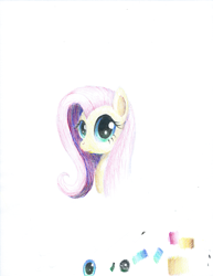 Size: 1483x1920 | Tagged: safe, artist:phat_guy, derpibooru original, character:fluttershy, species:pony, 2019, bust, colored pencil drawing, coloured pencil drawing, female, gift art, looking at you, portrait, solo, traditional art
