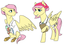 Size: 3128x2226 | Tagged: safe, artist:phobicalbino, character:fluttershy, species:pegasus, species:pony, bandana, clipboard, clothing, doctor, doctor fluttershy, female, hair bun, hoof hold, mare, medic, simple background, stethoscope, white background