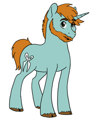 Size: 2679x3300 | Tagged: safe, artist:phobicalbino, character:snips, species:pony, species:unicorn, beard, cloven hooves, facial hair, male, older, older snips, simple background, solo, stallion, white background