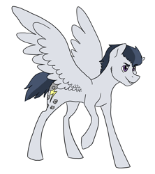 Size: 2934x3300 | Tagged: safe, artist:phobicalbino, character:rumble, species:pegasus, species:pony, male, older, older rumble, simple background, solo, spread wings, stallion, white background, wings