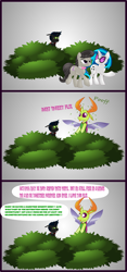 Size: 2814x6000 | Tagged: safe, artist:lakword, character:dj pon-3, character:octavia melody, character:thorax, character:vinyl scratch, oc, oc:flik, species:changeling, species:reformed changeling, comics, group, shipping, silly, silly changeling, skittlechangeling