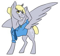Size: 1000x943 | Tagged: safe, artist:phobicalbino, character:derpy hooves, species:pegasus, species:pony, clothing, female, hair bun, mare, necktie, police officer, police uniform, raised hoof, salute, shirt, simple background, solo, white background
