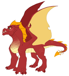 Size: 1526x1682 | Tagged: safe, artist:phobicalbino, character:garble, species:dragon, ear fins, male, older, older garble, quadrupedal, simple background, solo, spread wings, white background, wing claws, wings