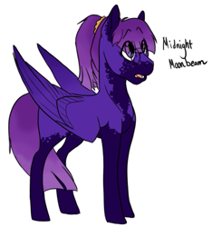 Size: 561x599 | Tagged: safe, artist:phobicalbino, oc, oc only, oc:midnight moonbeam, parent:fluttershy, parent:twilight sparkle, parents:twishy, species:pegasus, species:pony, magical lesbian spawn, male, offspring, ponytail, simple background, solo, stallion, two toned coat, white background