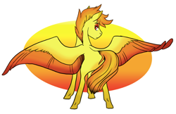 Size: 824x533 | Tagged: safe, artist:phobicalbino, oc, oc only, oc:ash, species:pegasus, species:pony, looking back, looking over shoulder, male, not spitfire, phoenix pony, simple background, solo, spread wings, stallion, white background, wings