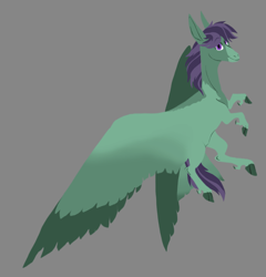 Size: 788x821 | Tagged: safe, artist:phobicalbino, oc, oc only, oc:knick knack paddy whack, species:pegasus, species:pony, big wings, dewclaw, gray background, male, simple background, solo, stallion, wings