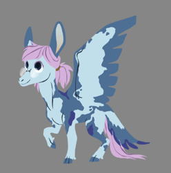 Size: 800x805 | Tagged: safe, artist:phobicalbino, oc, oc only, oc:clockwork, species:pegasus, species:pony, female, glasses, mare, piebald colouring, ponytail, raised hoof, solo, spread wings, tail feathers, wings