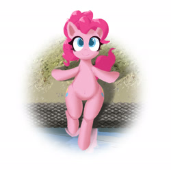 Size: 2048x2048 | Tagged: safe, artist:satv12, character:pinkie pie, species:earth pony, species:pony, colored pupils, cute, diapinkes, female, high res, mare, partial background, sitting, solo