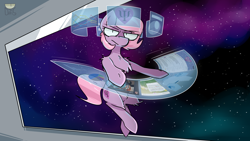 Size: 3840x2160 | Tagged: safe, artist:difis, artist:dumbf, oc, oc only, oc:physty, oc:psypony, floating, hologram, holographic screen, solo, space, window