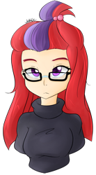 Size: 828x1495 | Tagged: safe, artist:jovalic, character:moondancer, species:human, my little pony:equestria girls, bust, clothing, cute, dancerbetes, equestria girls-ified, female, glasses, humanized, simple background, solo, sweater, transparent background, turtleneck