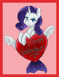 Size: 1300x1700 | Tagged: safe, artist:jovalic, character:rarity, species:pony, species:unicorn, female, holiday, solo, valentine's day