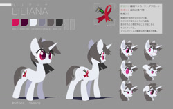 Size: 1280x808 | Tagged: safe, artist:satv12, oc, oc only, oc:liliana, species:pony, species:unicorn, cutie mark, expressions, female, japanese, mare, reference sheet, signature, solo
