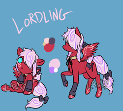 Size: 1000x900 | Tagged: safe, artist:lavvythejackalope, oc, oc only, species:pegasus, species:pony, :o, baby, baby pony, bow, duo, eyes closed, hair over one eye, open mouth, pegasus oc, raised hoof, reference sheet, simple background, sitting, tail bow, tattoo, text, underhoof, wings