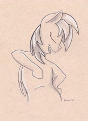 Size: 3081x4236 | Tagged: safe, artist:peruserofpieces, character:rainbow dash, species:pegasus, species:pony, bust, cocky, female, mare, pencil drawing, solo, toned paper, traditional art, wings