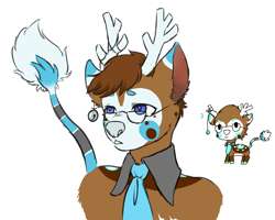 Size: 1500x1200 | Tagged: safe, artist:lavvythejackalope, oc, anthro with ponies, bust, duo, glasses, hybrid, male, necktie, original species, simple background, white background