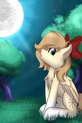 Size: 2000x3000 | Tagged: safe, artist:noxi1_48, oc, oc:arya, species:pegasus, species:pony, blue eyes, bow, commission, cutie mark, female, hair bow, happy, looking at you, ych result, your character here
