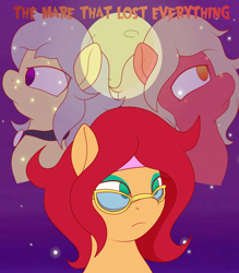 Size: 1794x2046 | Tagged: safe, artist:big brawler, oc, oc only, oc:aban, oc:spokey, oc:vivian cereza, species:earth pony, species:pony, backstory, bandana, ghost, ghost pony, glasses, jewelry, necklace, story in the source, story included, undead, viviaban