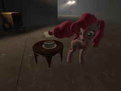 Size: 1400x1050 | Tagged: safe, artist:nightmenahalo117, character:pinkie pie, species:earth pony, species:pony, birthday cake, cake, fart, female, food, mare, raised tail, tail