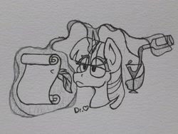 Size: 2578x1934 | Tagged: safe, artist:drheartdoodles, character:twilight sparkle, species:pony, alcohol, bust, feather, female, magic, mare, portrait, scroll, solo, traditional art, wine