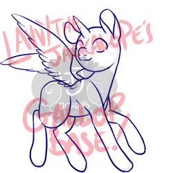 Size: 900x900 | Tagged: safe, artist:lavvythejackalope, oc, oc only, species:alicorn, species:pony, alicorn oc, base, horn, lineart, simple background, watermark, white background, wings