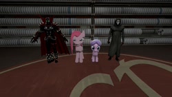 Size: 1600x900 | Tagged: safe, artist:nightmenahalo117, character:diamond tiara, character:pinkamena diane pie, character:pinkie pie, female, mother and child, mother and daughter, nightmena, scp-049, sfm pony, spawn