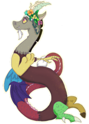 Size: 500x700 | Tagged: safe, artist:laps-sp, character:discord, cute, discute, floral head wreath, flower, male, simple background, solo, transparent background