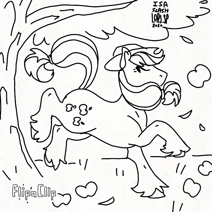 Size: 720x720 | Tagged: safe, artist:laps-sp, character:applejack, species:earth pony, species:pony, animated, apple, apple tree, bucking, cute, female, flipaclip, food, frame by frame, jackabetes, solo, squigglevision, tree, unshorn fetlocks