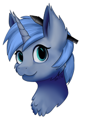 Size: 1768x2480 | Tagged: safe, artist:noxi1_48, edit, editor:djdavid98, oc, oc only, oc:paamayim nekudotayim, species:pony, species:unicorn, bust, cheek fluff, chest fluff, disembodied head, ear fluff, looking at you, portrait, shading, signature, simple background, soft shading, solo, stylus, transparent background